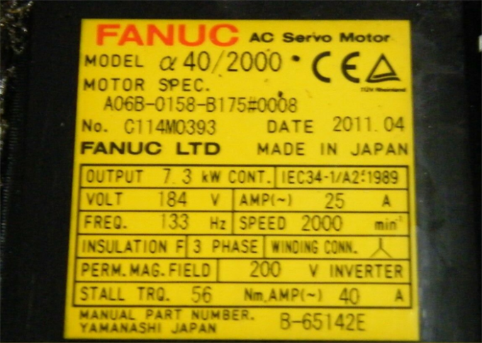 GE FANUC A06B-0158-B175 Ac Servo Motor Robot Spare Part 44kw Baru Asli 0