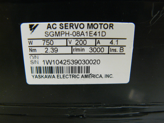 SGMPH-08A1E41D 0.75 KW 230 VAC 16-BIT ABSOLUTE SGMPH  STRAIGHT KEY NO BRAKE NO OIL/DUST SEAL,NEW ORIGINAL.