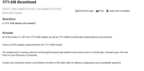 AB 1771-ASBK conformally-coated universal remote I/O module