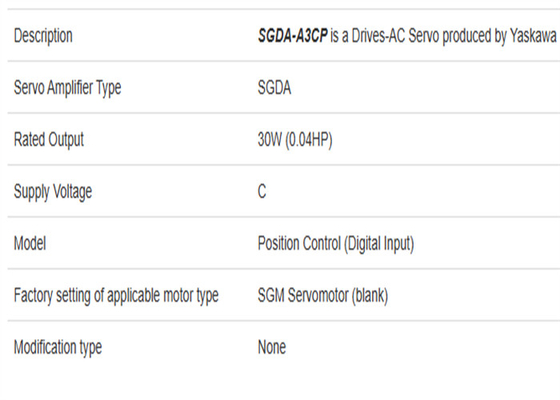 SGDA-A3CP Servo Drives Yaskawa 0.03kw Daya Baru Asli