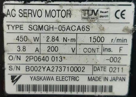 Yaskawa SGMGH-05ACA6S 0.45kw AC Servo Motor Baru Asli
