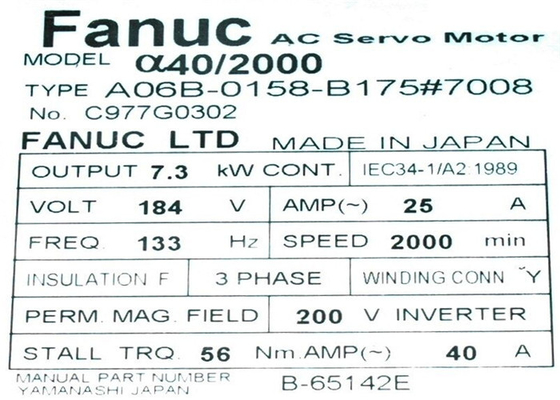 GE FANUC A06B-0158-B175 Ac Servo Motor Robot Spare Part 44kw New Original