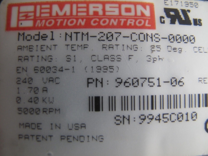Emerson NTE-212-CONS-0000 SERVO MOTOR NT 2 230 VAC FLANGE MOUNTING BAHASA INGGRIS 0